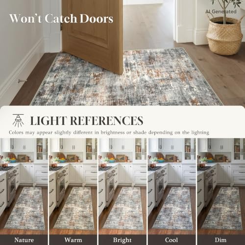 Abstract Washable Entryway Rug 3x5 Area Rug Non Slip Kitchen Rugs