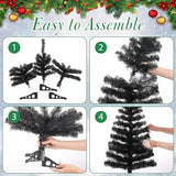 3ft Black Artificial Christmas Tree,Tabletop Christmas Pine Tree with PVC Stand Base for Christmas Halloween Home Office Holiday Decoration