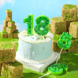PHD CAKE 2.76 Inch Number 7 Pixel Birthday Candles, Green Miner Number Candles, Cake Number Candles, Party Celebration, Style Candle