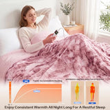 Electric Heated Blanket Throw Size 50"x60", Soft Sherpa Faux Fur Heating Blanket with 10 Adjustable Heat Settings, Fast Heating, 1-8 Hour Timer Auto Shut Off & Overheat Protection & Machine Washable