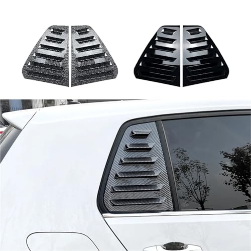 A Pair Rear Window Louver Shutter Compatible with VW Golf 7 MK7 7.5 2013-2019 Side Air Vents Shutter Cover Trim Exterior Accessories(Carbon Fiber)