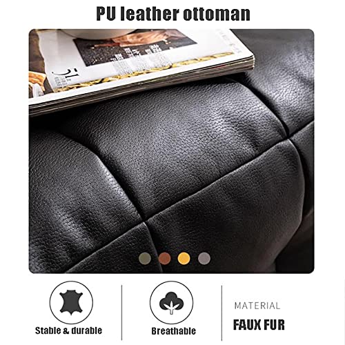 Footstool, Faux Leather Cube Pouf, Square Leather Pouf, Contemporary pu Leather Pouf, Padded Footstool, Tufted Pouf for Living Room Bedroom Moroccan Decor,D