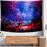 Delur Fantasy Forest Tapestry Enchanted Magical Fairy Tale Tree of Life Wall Hanging Tapestry Mystical Psychedelic Landscape Nature Headboard for Bedroom Living Room Home Decor (51.2" x 59.1")