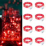 8 Pack Red Fairy Lights Battery Operated, 7ft 20 LED Mini String Twinkle Lights for Valentine's Day Christmas Halloween Mason Jars Party Centerpiece Table Decorations (8, Red)