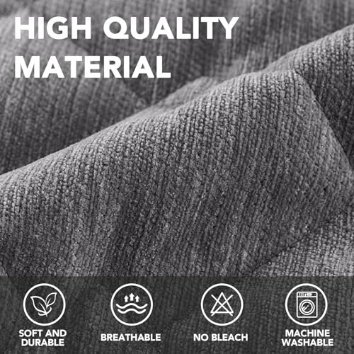 H.VERSAILTEX Couch Cover Chenille Pet Fuzzy Sofa Covers for 3 Cushion Couch Anti Slip Washable Sofa Slipcovers with Strap Soft Couch Protector Cover for Dogs Cats Kids(27.6" x 71", Grey)