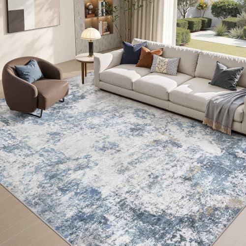 9x12 Area Rug for Living Room Washable Abstract Indoor Carpet