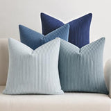 Decorative Corduroy Throw Pillow Covers 18x18 Inch Blue Ocean