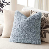 Foindtower Decorative Fuzzy Faux Fur Throw Pillow Covers 22x22 Misty Blue