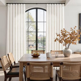 Joywell Linen Pinch Pleated Curtains 84 Inches Long 2 Panels | Thick Living Room Bedroom Drapes, Light Filtering Semi Sheer, Natural Cream Ivory Beige Birch, Boho Back Tab, with Clip Rings
