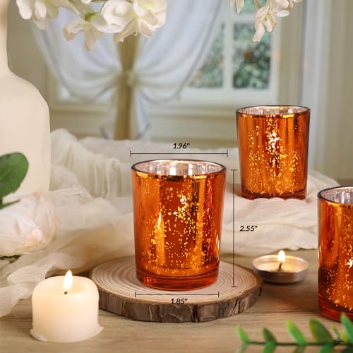 24Pcs Orange Votive Candle Holders Tea Lights Candles Holders