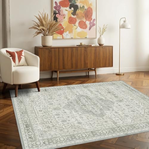 3x5 Entryway Rug,Green Vintage Boho Bedroom Area Rug