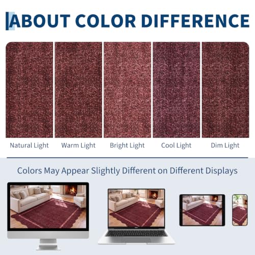 GarveeHome Scalloped Washable Runner Rug 2x8 Non Slip Kitchen Rugs Burgundy