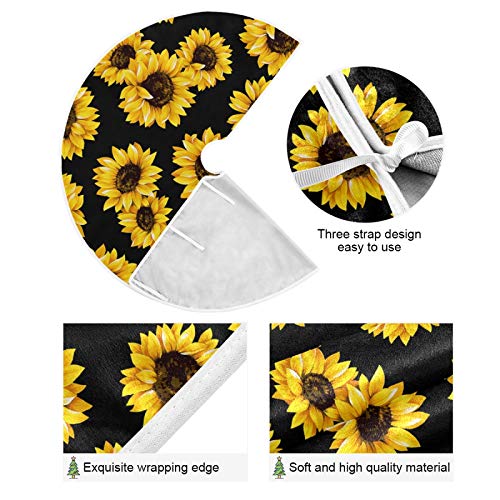 Moudou Sunflower Tree Skirt Xmas Tree Skirts Mat for Holiday Party Indoor Outdoor Home Office Decoration, 36 Inch