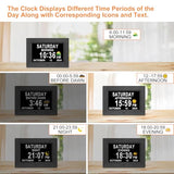 SSINI Digital Calendar Dementia Alarm Clock with Day and Date for Elderly - 15 Alarms 5 Colors Display Large Display Alzheimers Clock Large Digital Clock for Seniors (7in Black)