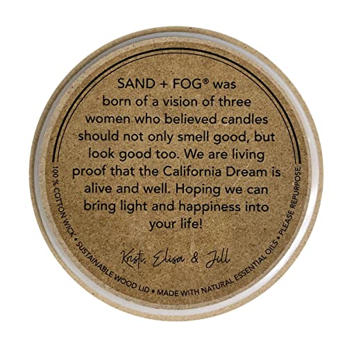 Sand + Fog Scented Candle - Amber & Fig – Additional Scents and Sizes – 100% Cotton Lead-Free Wick - Luxury Air Freshening Jar Candles - Perfect Home Decor – 12oz