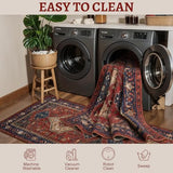 Tangsoo Red 3x10 Washable Hallway Runner Rug, Oriental Non Slip Runner Rug