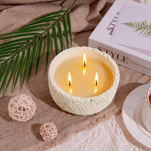 Viyffo 20oz Large Fall Decorative Candle - Vanilla Dreamscape, 3 Wick Soy Candle for Women, Matte Ivory Ceramic Jar Perfect for Luxury Home Fragrance, Elegant Room Decor & Premium Holiday Gift