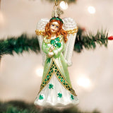 Old World Christmas Irish Angel Glass Blown Ornament for Christmas Tree, Handcrafted Holiday Decoration, Religion Collection