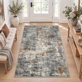 Abstract Washable Entryway Rug 3x5 Area Rug Non Slip Kitchen Rugs