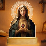 Anywin Virgin Mary 2 Acrylic Sheets Night Light, Catholic Religious Decor with Glowing Halo, Warm Light for Home Altar Prayer Bedroom, Christian Inspirational Gifts for Mother Grandma Priest