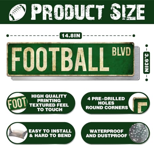 Football Gifts for Boys 8-12 Accessories Football Stuff Teen Boy Room Decor | Football Party Decorations | Wall Sign | Boys 8-12 & Teen Boys | Men Room & Bedroom | Birthday & Christmas Gift