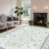 8x10 Washable Area Rugs for Living Room (Pale Sage Misty Blue)