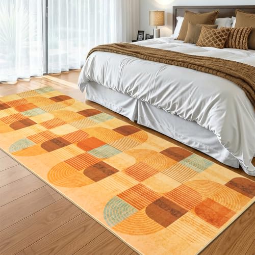 Washable Hallway Runner Rug, Non Slip Kitchen Rugs, Orange 2x6 ft