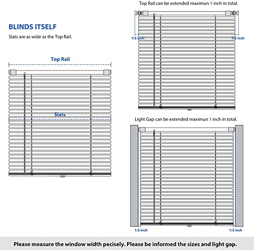 LazBlinds No Drill Cordless Aluminum Mini Blinds, 34'' W x 36'' H, White | No Drill Blinds, Horizontal Mini Blinds, Blinds for Indoor Windows