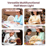 Arc Half Moon Light: 16" Half Moon Light with Foldable Bracket for Desk Salon Table Use - No Flicker & Shadow-Free Desk Lamp with Stepless Brightness 3000-6500K for Manicurist Nail Tech