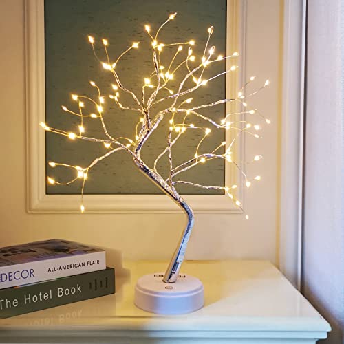 pete mici 108 LED Tabletop Bonsai Tree Light, 8 Modes 20’’ Warm White Artificial Fairy Light, Battery/USB Operated Twinkling Tree Lamp for Christmas Wedding Home Decoration