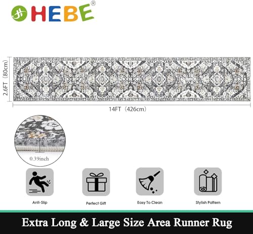 HEBE Hallway Runner Rug 2'8''x14', Washable Non Slip Kitchen Rug Runner