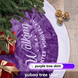 yuboo Purple Lavender Tree Skirt, 36" Faux Fur Christmas Tree Skirt with Embroidered Snowflakes for Purple Christmas Candy Violet Decorations Decor Ornament