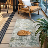 2x4 Rug for Entryway Washable: Abstract Modern Runner for Kitchen Green
