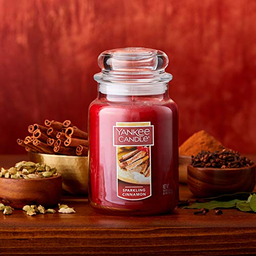 Yankee Candle Sparkling Cinnamon Scented, Classic 22oz Large Jar Single Wick Candle, Over 110 Hours of Burn Time (Pack of 2)
