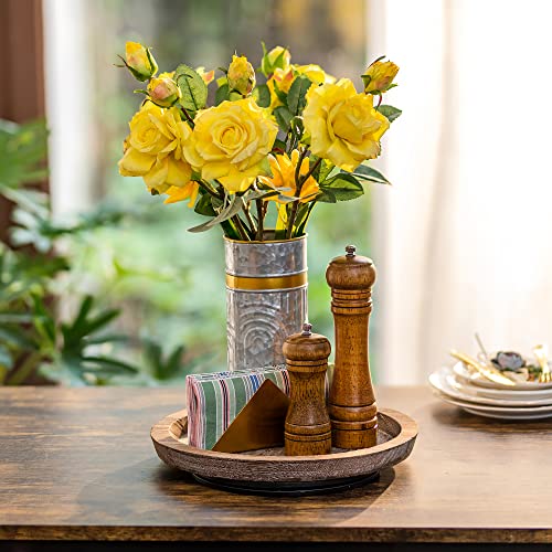Hanobe Wooden Lazy Susan for Table Centerpiece, Round Serving Tray, 11.2"