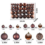 Christmas Balls Tree Ornaments Set, Shatterproof Xmas Decorations Set with Reusable Hand-held Gift Package for Holiday Indoor Tree Decor (100, Brown)