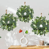 3PCS Artificial Eucalyptus Leaves Wreaths Candle Rings Wreaths Summer Greenery Garland Pillar Holder for Home Wedding Party Table Centerpiece Green