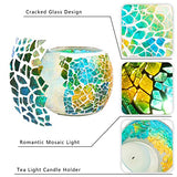 Rancco Glass Votive Candle Holder for Tealight, Romantic Mosaic Cracked Candle Holder, Candle Lamp Aromatherapy Candlescape Bowl for Valentine's Thanksgiving, Christmas Table Centerpiece, Party Decor