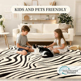 YIHOUSE 5×7 Ft Area Rugs for Living Room: Modern Washable Rug - Abstract Black and Cream White Rug for Bedroom Dining Room Office Playroom Nursery Home Decor - Nonslip Non-Shedding Striped Rugs