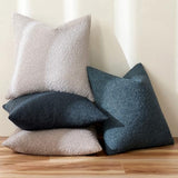 MIULEE Textured Boucle Lumbar Pillow Cover for Bed 12x20 Dark Blue