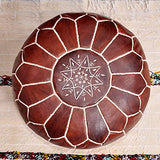 ARTOUARZAZATE Premium Moroccan Leather Ottoman Pouf Cover, Ottoman Footstool Hassock 100% Real Natural Leather pouffe, Home Gifts, Wedding Gifts, Foot Stool (Dark Brown)