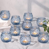 24 Pcs Blue Votive Candle Holders Round Glass Candle Holders Bulk