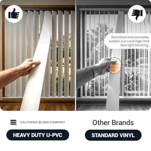 California Blinds Company Vertical Blinds Replacement Slats 82.5” White Vinyl PVC Slats for Sliding Glass & Patio Door Blinds, Durable Blind Slats Replacement (12 Pack)