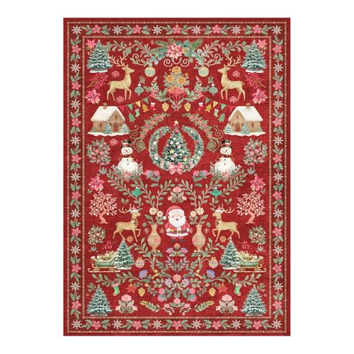 Christmas Rug 5x7 Area Rugs for Living Room Bedroom, Red
