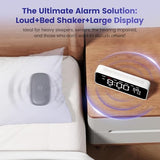 Dekala Bed Shaker Loud Alarm Clock for Heavy Sleepers Adults, Vibrating Dual Alarm Clocks for Bedrooms, Large Display Auto Dimmer,Temperature & Humidity Detect, 7-Day Programmable, Ideal Gift