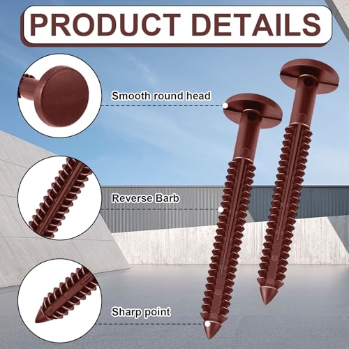 Blulu 60 Pcs 3 Inch Vinyl Shutter Fastener Window Panel Peg Lok Pin Pegs Screws Shutter Spikes Anchor (Burgundy Red)