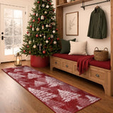 Christmas Runner Rug 2x8 for Hallway, Washable Soft Kitchen Rug Red