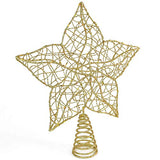 Ornativity Glittered Star Tree Topper - Christmas Gold Sparkle Wire Star Flower Leafy Petal Holiday Decor Xmas Trees Top Toppers Decorations 12"