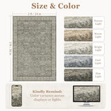 Modern Faromhouse Neutral Entryway Rug 2x3, Washable Non Slip Kitchen Bathroom Rugs, Transitional Small Rug for Bedroom Soft French, Low Pile Thin Door Mat Indoor Entrance, Gray/Beige/Olive