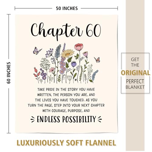 Afterprints 60th Birthday Gifts for Women, Chapter 60 Birthday Blanket, 60 Year Old Bday Gift for Woman, Friend, Sister, Mom, 1966, 60th Birthday Decorations, Turning 60 Throw Blankets 50'' x 60''